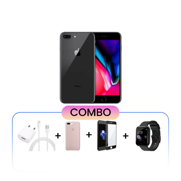 Iphone 8 Plus 256GB Combo Offer : Charger, Back cover, Screen Guard, and Smart watch
